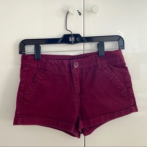 Forever 21 Cuffed Maroon Shorts